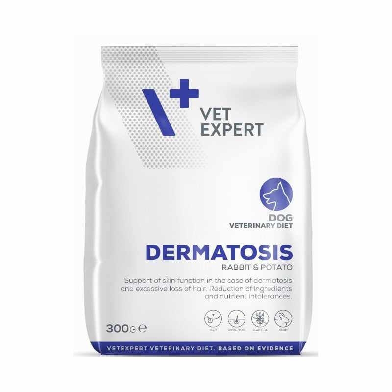 4T Dieta Veterinara Dermatosis Dog, Vetexpert, Iepure & Cartofi, 300 g