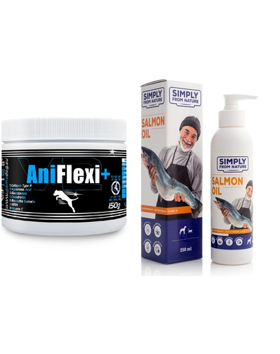 GAME DOG AniFlexi+ V2 Supliment alimentar caini pentru articulatii si oase 150 g + ulei de somon 250 ml Simply from Nature GRATIS
