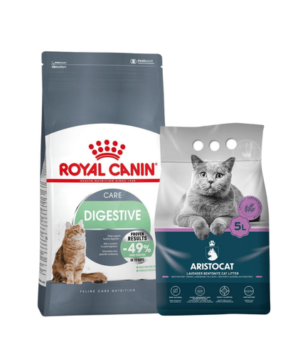 ROYAL CANIN Digestive Care hrana uscata pisica pentru confort digestiv 2 kg + ARISTOCAT Nisip pentru litiera pisicilor, din bentonita cu lavanda 5 l GRATIS