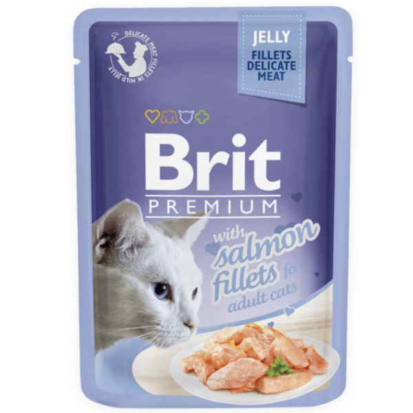 Hrana umeda pentru pisici Brit Premium File de somon in aspic 85g