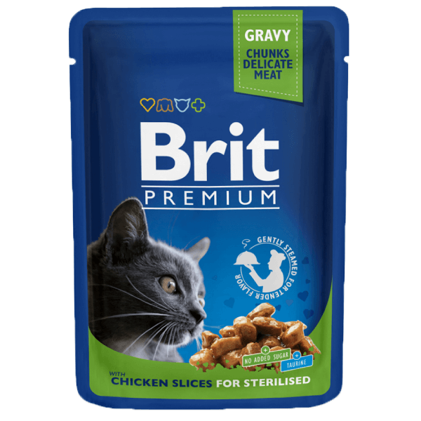 ​Hrana umeda pentru pisici Brit Premium Sterilised Pui 100g