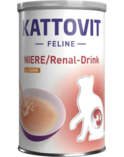 KATTOVIT Cat Diet Drinks Niere/Renal Drink hrana umeda dietetica pentru pisici cu functie renala deficitara, cu pui 135 ml