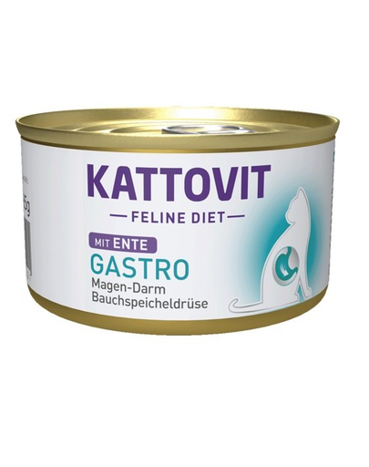 KATTOVIT Feline Diet Gastro Duck hrana umeda dietetica pentru pisici cu afectiuni gastrointestinale, cu rata 85 g
