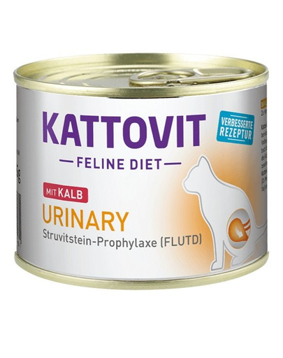 KATTOVIT Feline Diet Urinary hrana umeda dietetica pentru pisici in prevenirea pietrelor struvit, cu vitel 185 g
