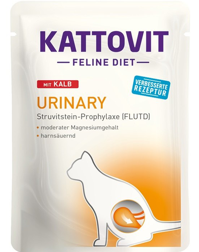 KATTOVIT Feline Diet Urinary hrana umeda dietetica pentru pisici in prevenirea pietrelor struvit, cu vitel 85 g