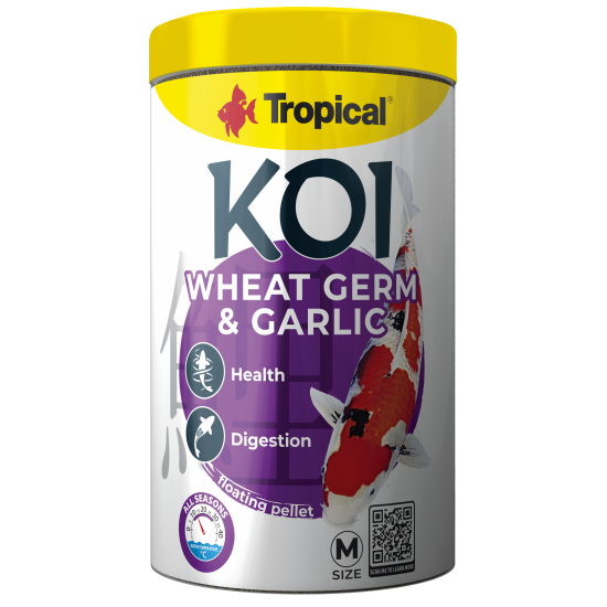 KOI Wheat Germ & Garlic Growth & Colour Pellet M Tropical Fish, 1000 ml/ 320 g