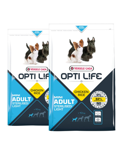VERSELE-LAGA Opti Life Adult Light Mini hrana uscata pentru caini supraponderali/obezi de talie mica 15 kg (2 x 7,5 kg)