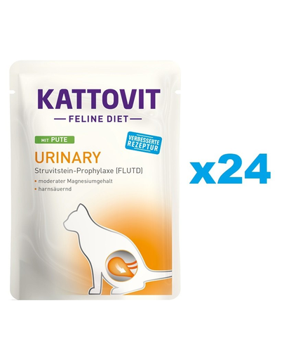 KATTOVIT Feline Diet Urinary hrana umeda dietetica pentru pisici in prevenirea pietrelor struvit, curcan 24 x 85 g