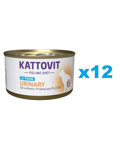 KATTOVIT Feline Diet Urinary Tuna hrana umeda dietetica pentru pisici cu afectiuni urinare, cu ton 12 x 85 g