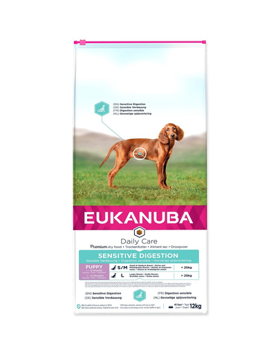 EUKANUBA Daily Care Sensitive Digestion Puppy Chicken 12 kg hrana pentru catelusi cu sensibilitati digestive