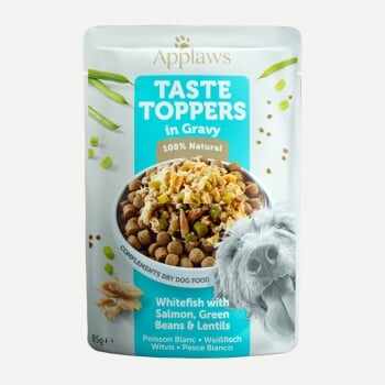 APPLAWS Taste Toppers, XS-XL, Pește alb și Somon, plic hrană umedă fără cereale câini, (în sos), 85g