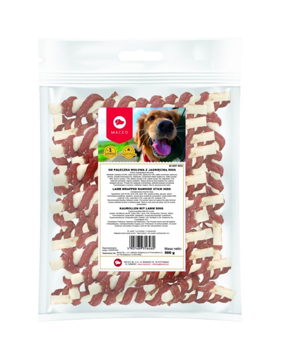 MACED Batoane pentru caini din piele de vita, carne de rata si miel 500 g