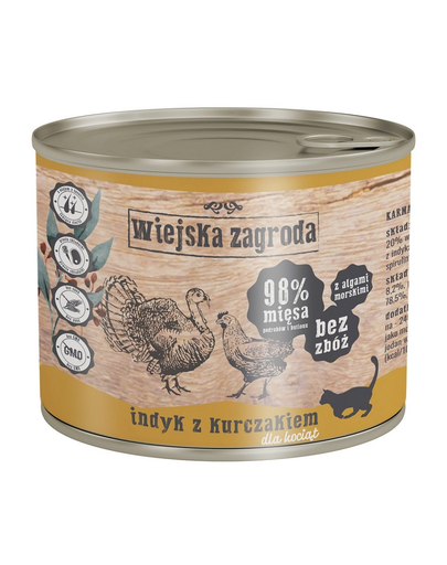 WIEJSKA ZAGRODA Kitten Hrana umeda pentru pisoi, cu pui si curcan 200 g