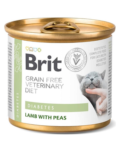 BRIT Veterinary Diet Diabetes Lamb&Pea pisici cu diabet, hrana umeda 200 g
