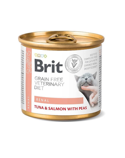 BRIT Veterinary Diet Renal Tuna&Salmon&Pea insuficienta renala la pisici, hrana umeda 200 g