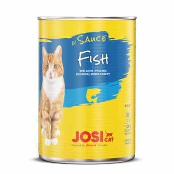 JOSICAT, Pește, bax conservă hrană umedă pisici, (în sos), 415g x 12