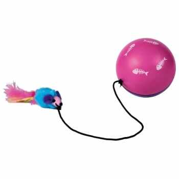 Trixie, jucărie minge cu motoraș și șoricel, pisici, plastic, multicolor, 9cm