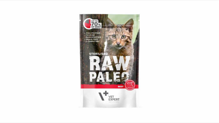 Hrana umeda pentru pisici sterilizate, RAW PALEO CAT, carne de vita, 100 g