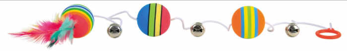Jucarie 3 mingi Rainbow cu Clopotel Pe Sfoara 3.5 cm