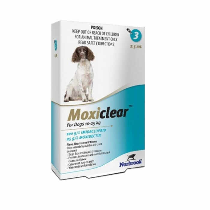 Moxiclear Caine Spot-On L 2.5 ml 10-25 kg 3 pipete