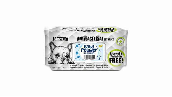 Servetele umede Antibacterial Pet WET Wipes, BABY POWDER- pachet 80 buc