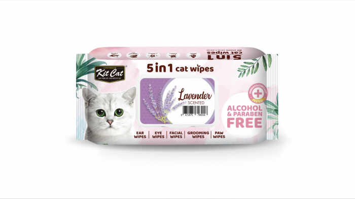 Servetele umede pentru pisici, Kit Cat 5in1 Lavanda, 80 buc
