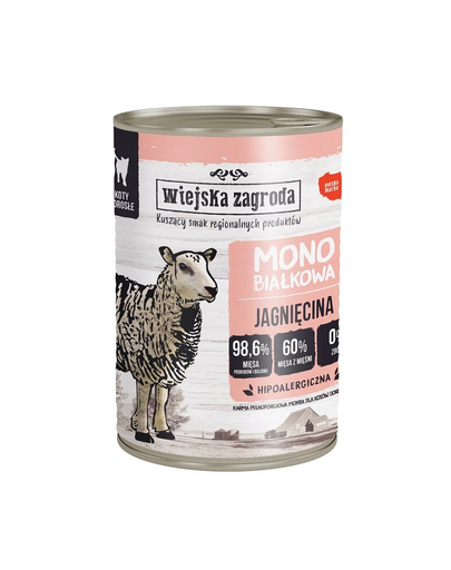 WIEJSKA ZAGRODA Hrana monoproteica pentru pisici, cu miel 400g