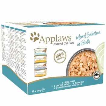 APPLAWS Supreme Collection Multipack, 4 arome (Ton, Pui, Peste Oceanic, Pui și Brânză), pachet mixt, conservă hrană umedă pisici, 70g x 12