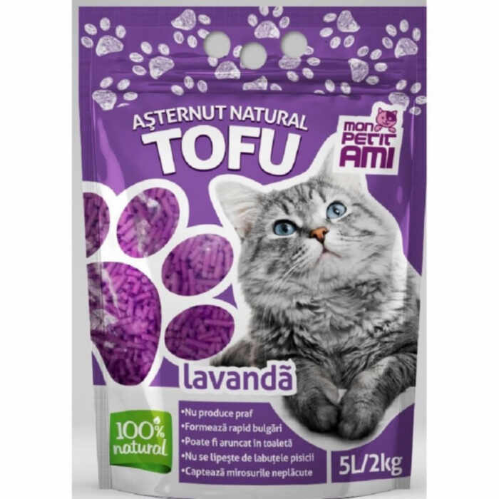Asternut igienic pentru pisici Tofu Lavanda, Mon Petit 5 l