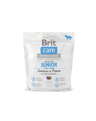 BRIT Care Grain-free Junior Large Breed 1 kg Hrana catei talie mare, cu somon si cartofi