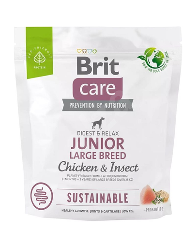BRIT Care Sustainable Junior Large Breed Hrana pentru catei de talie mare, cu pui si insecte 12 kg