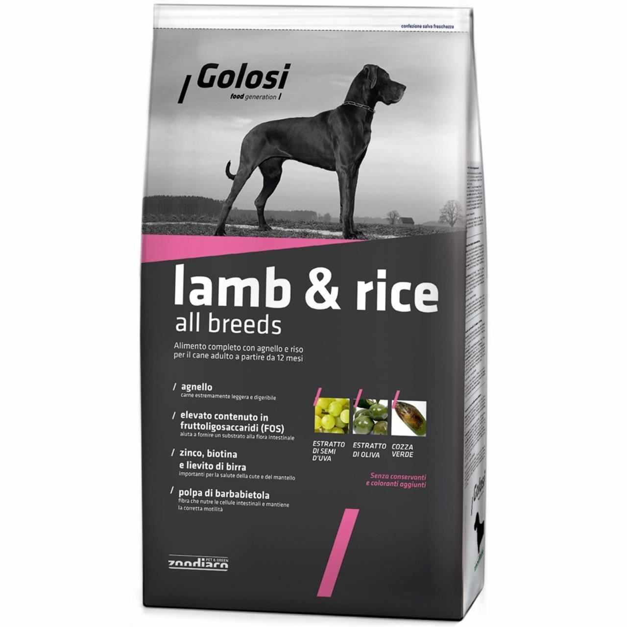 Hrana Uscata Premium Pentru Caini Golosi Dog Lamb & Rice, 12 kg