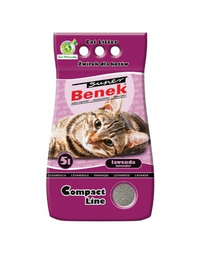 BENEK Super Compact cu lavanda 5 l x 2 (10 l) nisip pentru litiera