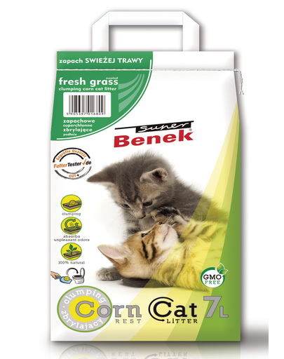 BENEK Super Corn Cat cu miros de iarba 7 l x 2 (14 l) Asternut igienic pentru litiera