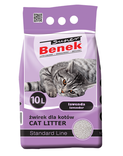 BENEK Super Standard lavanda 10 l x 2 (20 l) nisip pentru litiera pisici