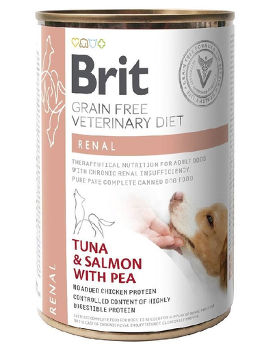 BRIT Veterinary Diet Renal Tuna&Salmon&Pea afectiuni renale 24x400 g hrana dietetica pentru caini