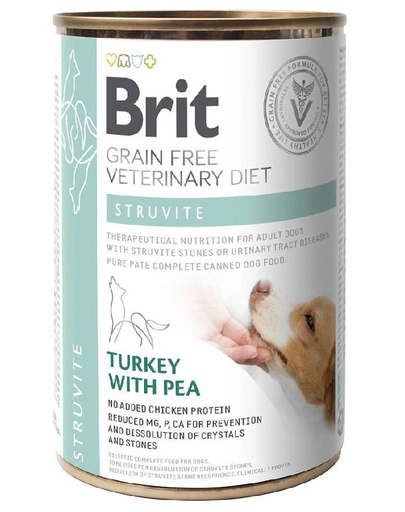 BRIT Veterinary Diet Struvite Turkey&Pea afectiuni tract urinar 12x400 g hrana dietetica pentru caini