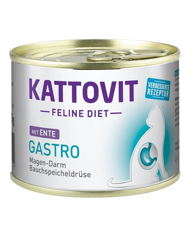 KATTOVIT Feline Diet Gastro Duck hrana pisici cu afectiuni gastrointestinale, cu rata 185 g