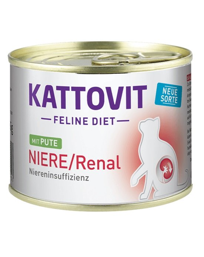 KATTOVIT Feline Diet Niere/Renal hrana pisici afectiuni renale, curcan 185 g