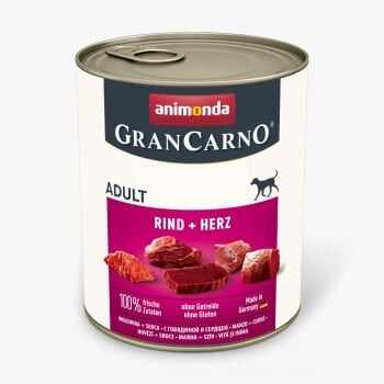 GRANCARNO, S-XL, Vită și Inimă, conservă hrană umedă fără cereale câini, (în aspic), 800g