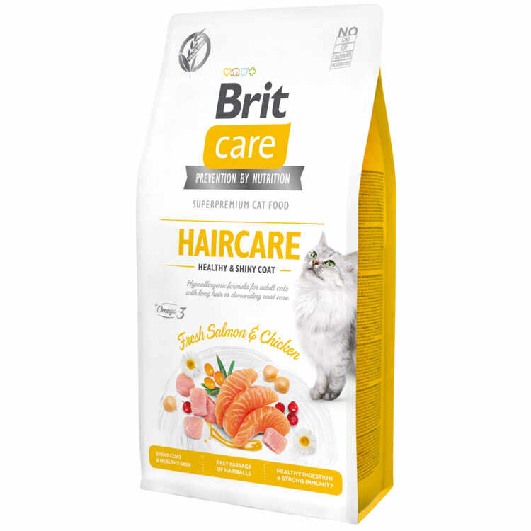 Hrana Uscata Pisici BRIT CARE Grain Free Adult Haircare Healthy and Shiny Coat 7kg