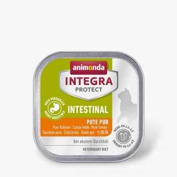 INTEGRA PROTECT Intestinal, Curcan, dietă veterinară, tăviță hrană umedă conținut redus cereale pisici, sistem digestiv, (în aspic), 100g