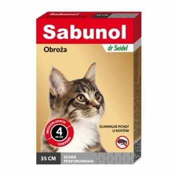 SABUNOL, deparazitare externă pisici, zgardă, 35 cm, gri, 1buc