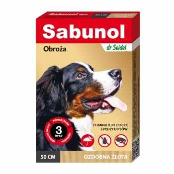 SABUNOL GPI, deparazitare externă câini, zgardă, M(10 - 25kg), 50 cm, auriu, 1buc