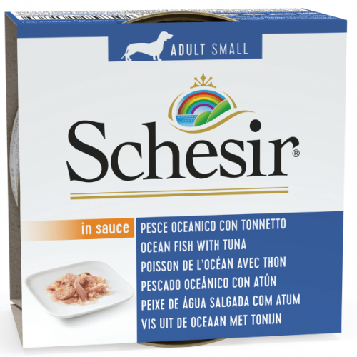 Schesir Dog Adult Small Ocean Fish with Tuna in Sauce, conserva, 85 g
