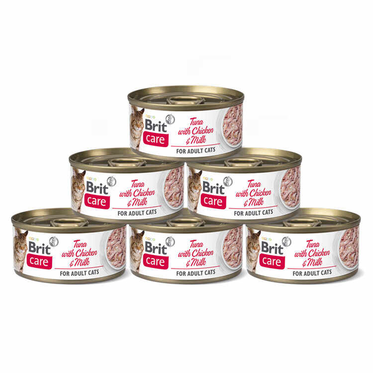 Pachet Conserve Pisici BRIT CARE Tuna with Chicken and Milk 6x70g