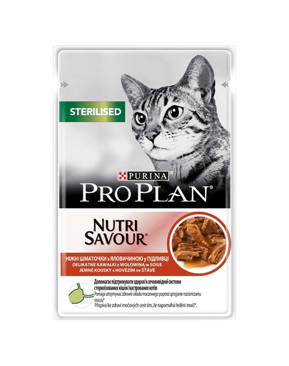 PRO PLAN Sterilised Plic hrana pentru pisici sterilizate, cu vita 85g