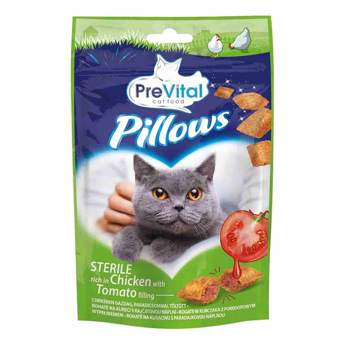 Recompense PREVITAL Snack Pisica Sterlised Pui/Rosii Pillow 60g
