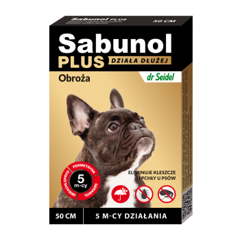 SABUNOL PLUS, deparazitare externă câini, zgardă, M(10 - 25kg), 50 cm, maro, 1buc