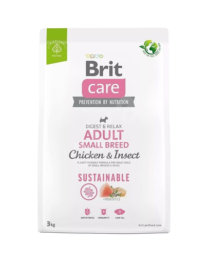 BRIT Care Dog Sustainable Adult Small Breed 3 kg Hrana caini talie mica, cu pui si insecte